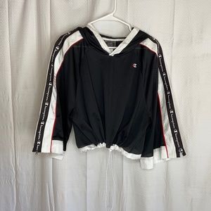 Champion Hooded Cropped Mesh Jersey Top XL